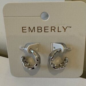 Silver Wave Hoop Earrings